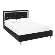 Branson Double Bed In Black Faux Leather With Diamante