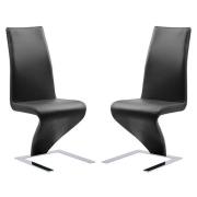 Demi Z Black Faux Leather Dining Chairs With Chrome Feet In Pair