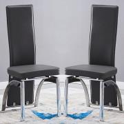 Romeo Black Faux Leather Dining Chairs With Chrome Legs In Pair