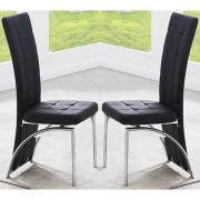 Ravenna Black Faux Leather Dining Chairs In Pair