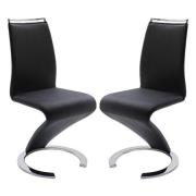 Summer Z Black Faux Leather Dining Chairs In Pair