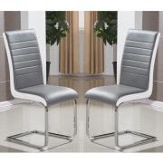 Symphony Grey And White Faux Leather Dining Chairs In Pair