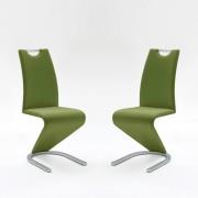 Amado Dining Chair In Olive Faux Leather In A Pair