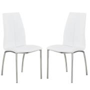 Opal White Faux Leather Dining Chair With Chrome Legs In Pair