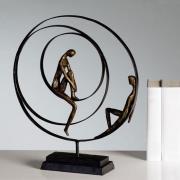 Patience Sculpture In Bronze With Black Metal Base