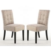 Mendoza Oatmeal Fabric Dining Chairs With Black Legs In Pair