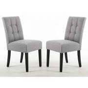 Mendoza Silver Grey Fabric Dining Chairs With Black Legs In Pair