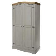 Consett Wardrobe In Grey Washed Wax Finish With Two Doors