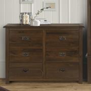 Birtley Wooden Chest Of 6 Drawers In Dark Brown