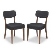 Faber Dining Chair In Walnut With Grey Linen Fabric In A Pair