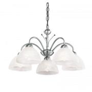 Milanese Satin Silver 5 Light Fitting With Alabaster Glass