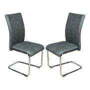 Ceibo Two Tone Grey Leather Dining Chairs In Pair