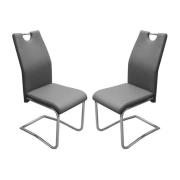 Capella Grey Faux Leather Dining Chairs In Pair