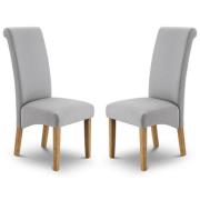 Ramos Shale Grey Linen Fabric Dining Chair In Pair