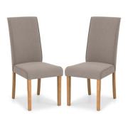 Sabella Taupe Linen Fabric Dining Chair In Pair