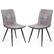 Rizhao Light Grey Fabric Dining Chairs With Black Legs In Pair