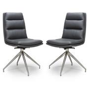 Nobo Grey Faux Leather Dining Chair With Steel Legs In Pair