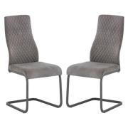 Palmen Light Grey Fabric Dining Chair In A Pair