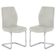 Caprika Stone PU Leather Dining Chair In A Pair