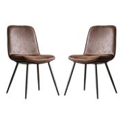 Netanya Brown Faux Leather Dining Chairs In Pair