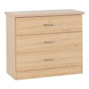 Mark Narrow Wooden Chest Of 3 Drawers In Sonoma Oak