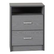 Earth Wooden Bedside Cabinet In Grey With 2 Drawers