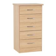 Mark Narrow Wooden Chest Of 5 Drawers In Sonoma Oak