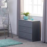 Earth Wooden Chest Of Drawers With 3 Drawers In Grey