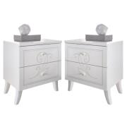 Nivea Serigraphy White Wooden Bedside Cabinets In Pair