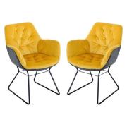 Titania Yellow Two Tone Faux Leather Dining Chairs In Pair