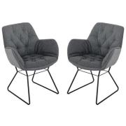 Titania Grey Two Tone Faux Leather Dining Chairs In Pair