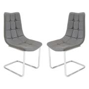 Mintaka Grey Faux Leather Dining Chairs In Pair