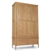 Courbet Double Door Wardrobe In Light Solid Oak With 2 Drawers