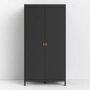 Barcila 2 Doors Wooden Wardrobe In Matt Black