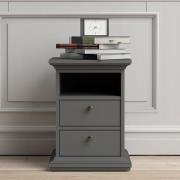 Paroya Wooden 2 Drawers Bedside Cabinet In Matt Grey