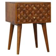 Tufa Wooden Diamond Carved Bedside Cabinet In Chestnut 2 Drawers