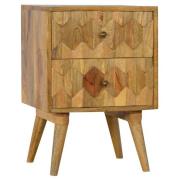 Tufa Wooden Pineapple Carved Bedside Cabinet In Oak Ish