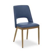 Glidden Blue Leather Dining Chairs With Brass Legs In Pair