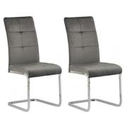 Flotin Grey Velvet Dining Chair In A Pair