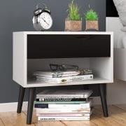 Oklo Wooden Bedside Cabinet With 1 Drawer In White And Matt Black
