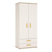 Kepo Wooden Wardrobe In White High Gloss And Oak