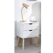 Niceville Wooden 2 Drawers Bedside Cabinet In White