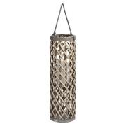 Cave Medium Wicker Lantern In Brown With Glass Hurricane