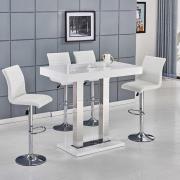 Caprice White High Gloss Bar Table 4 Ripple White Stools