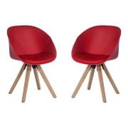 Jaclyn Red PU Visitor Chair With Wooden Legs In Pair