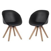 Jaclyn Black PU Visitor Chair With Wooden Legs In Pair