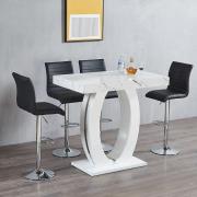 Halo Vida Marble Effect Bar Table With 4 Ripple Black Stools