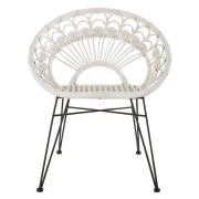 Hunor White Kubu Rattan Chair With Black Iron Legs