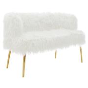 Clarox Upholstered Faux Fur 2 Seater Sofa In White