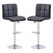 Coco Black Faux Leather Bar Stools With Chrome Base In Pair